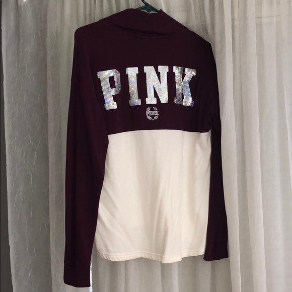 Pink VS crew neck half zip sweatshirt - Picture 2 of 4